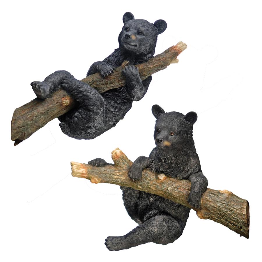 Up a Tree Hanging Black Bear Cub Statues: Climbing & Hanging Set