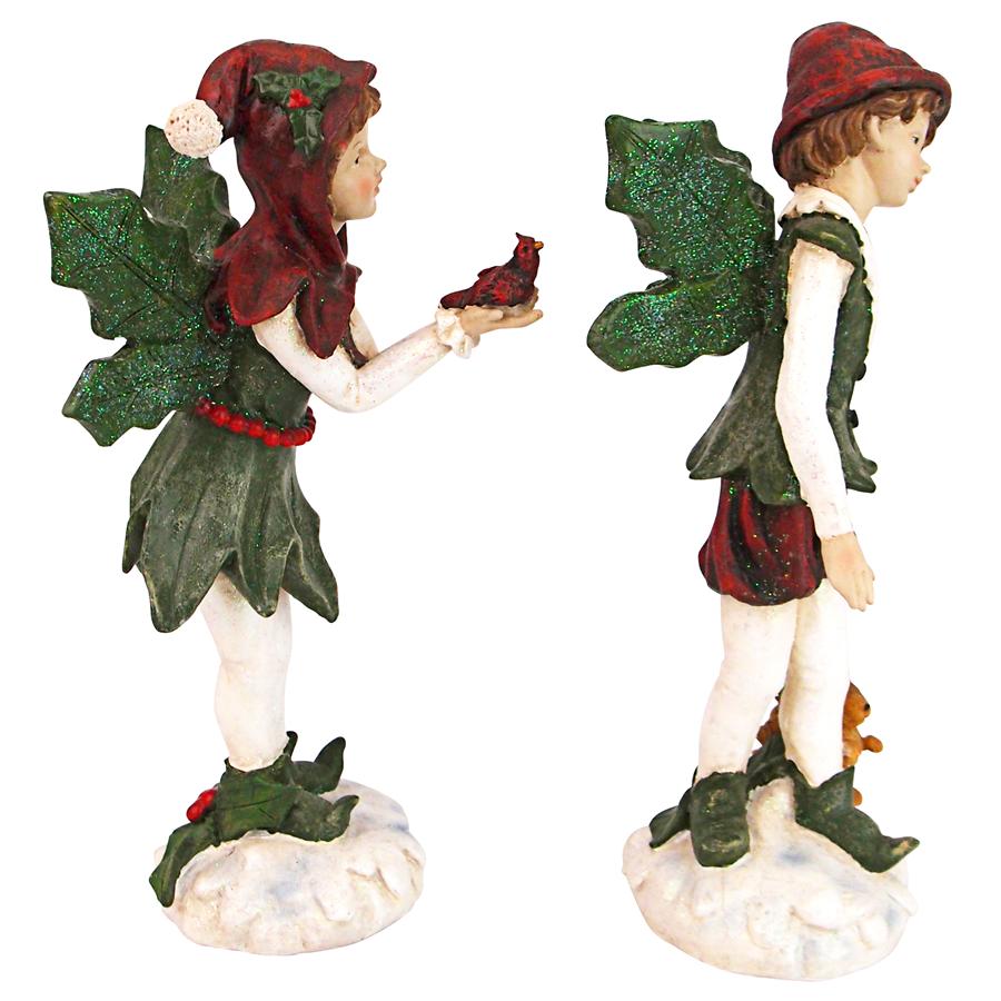 Santa's Victorian Holly Christmas Elves Statue Set