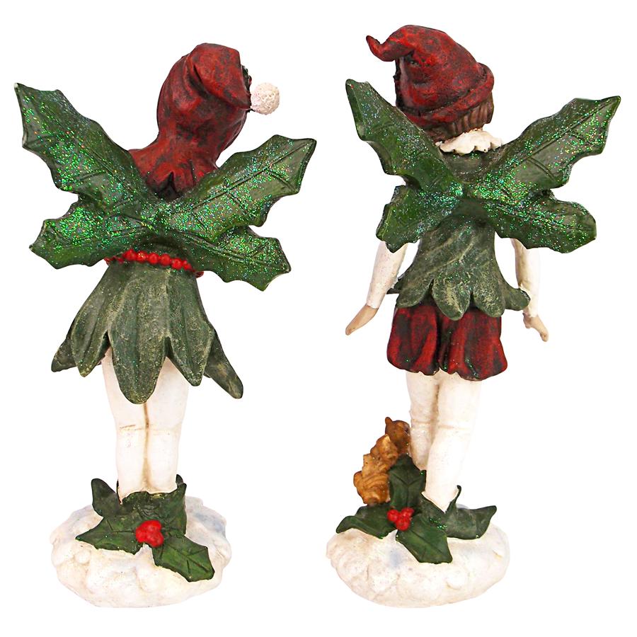 Santa's Victorian Holly Christmas Elves Statue Set