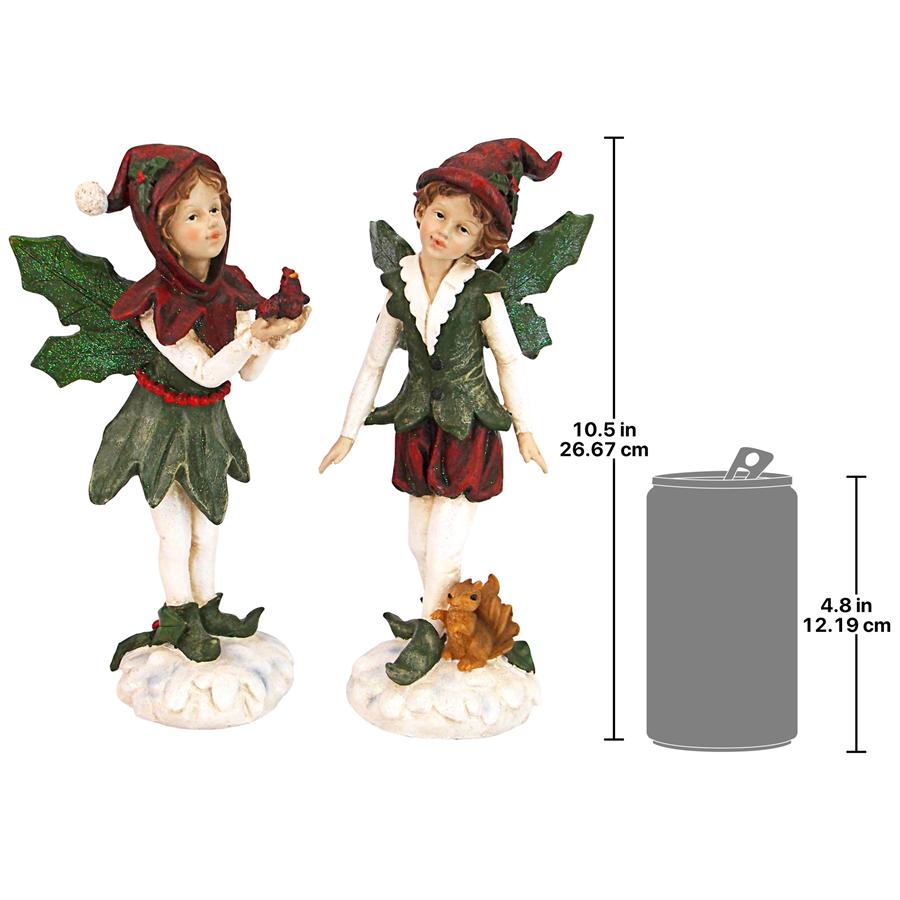 Santa's Victorian Holly Christmas Elves Statue Set