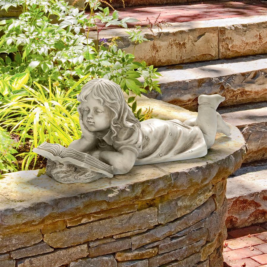 Backyard Scholar Little Girl Reading Garden Statue