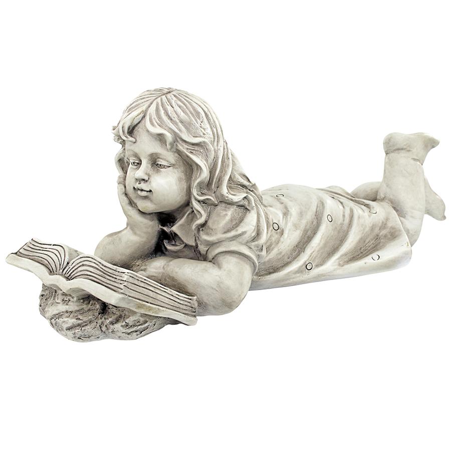 Backyard Scholar Little Girl Reading Garden Statue