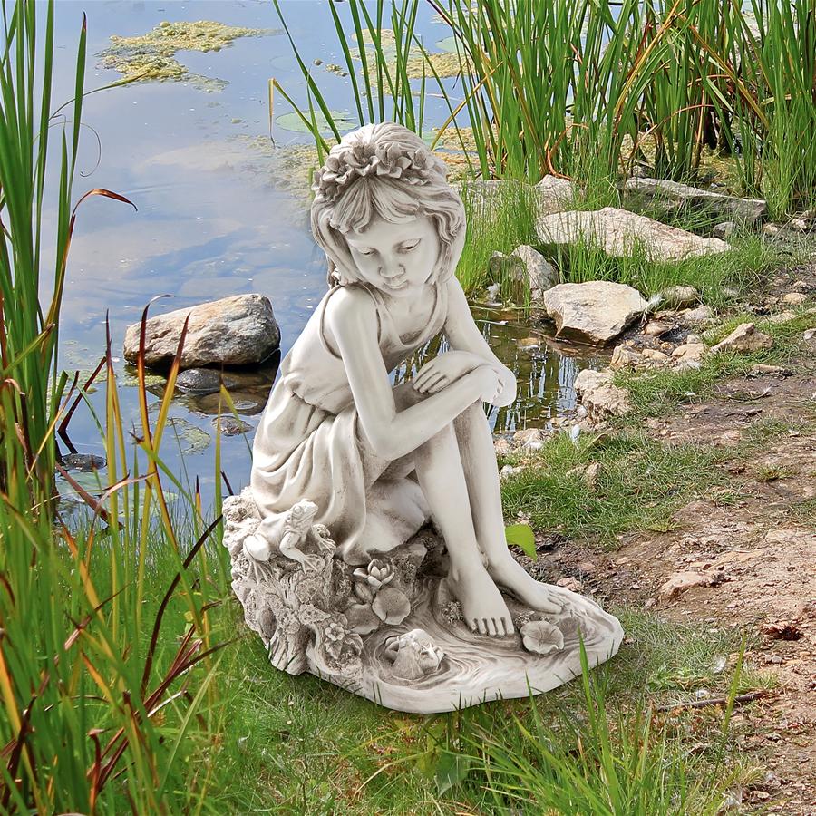 Pausing by the Pond Little Girl Garden Statue