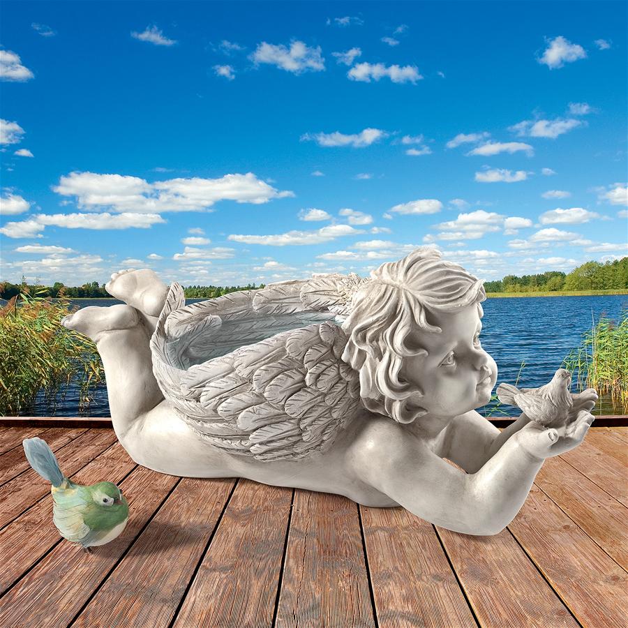 God's Messenger Cherub with Bird Angel Statue