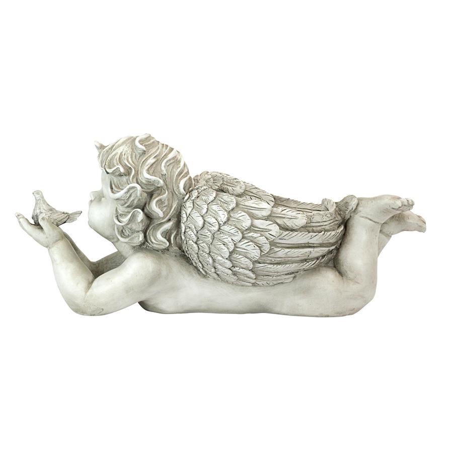 God's Messenger Cherub with Bird Angel Statue