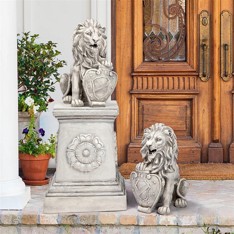 Roaring Beasts of Castello di Rocca Lion Sentinel Statues: Set of Two