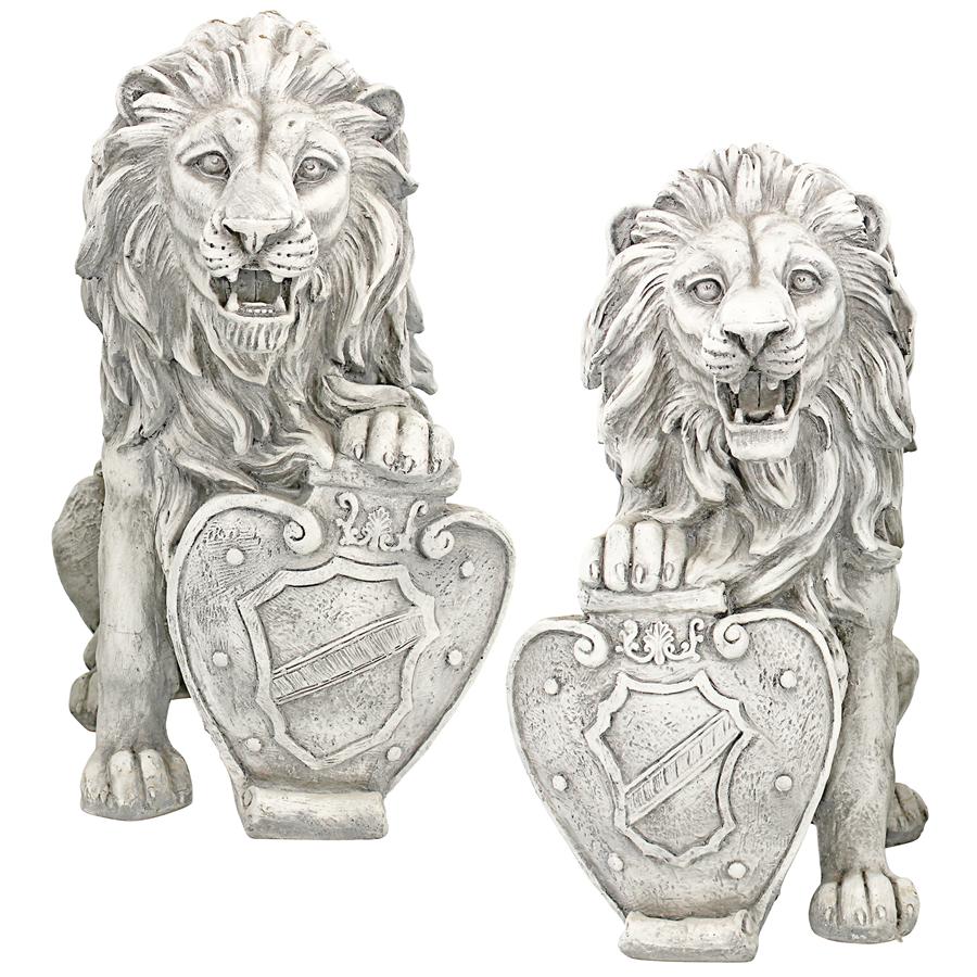 Roaring Beasts of Castello di Rocca Lion Sentinel Statues: Set of Two