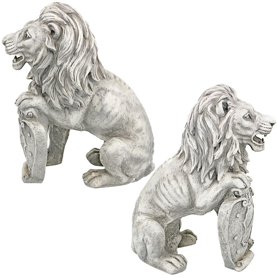 Roaring Beasts of Castello di Rocca Lion Sentinel Statues: Set of Two