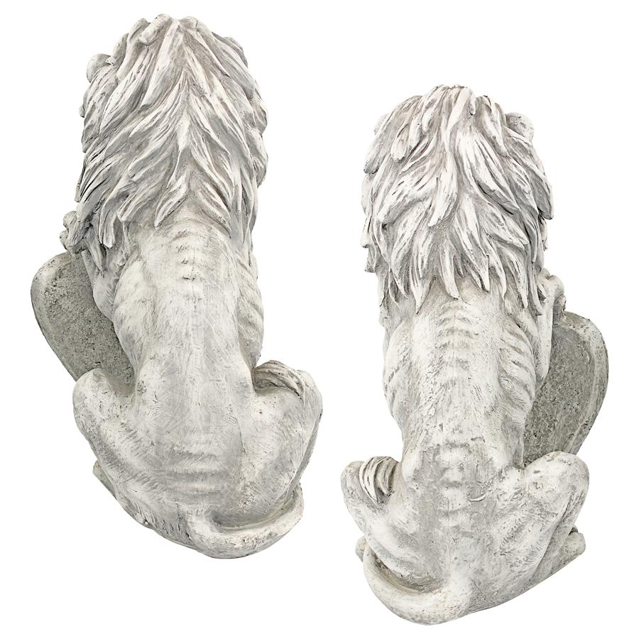 Roaring Beasts of Castello di Rocca Lion Sentinel Statues: Set of Two