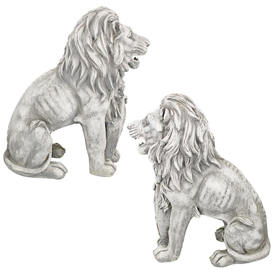 Roaring Beasts of Castello di Rocca Lion Sentinel Statues: Set of Two