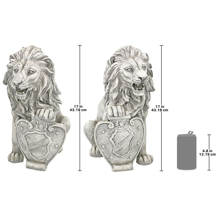 Roaring Beasts of Castello di Rocca Lion Sentinel Statues: Set of Two