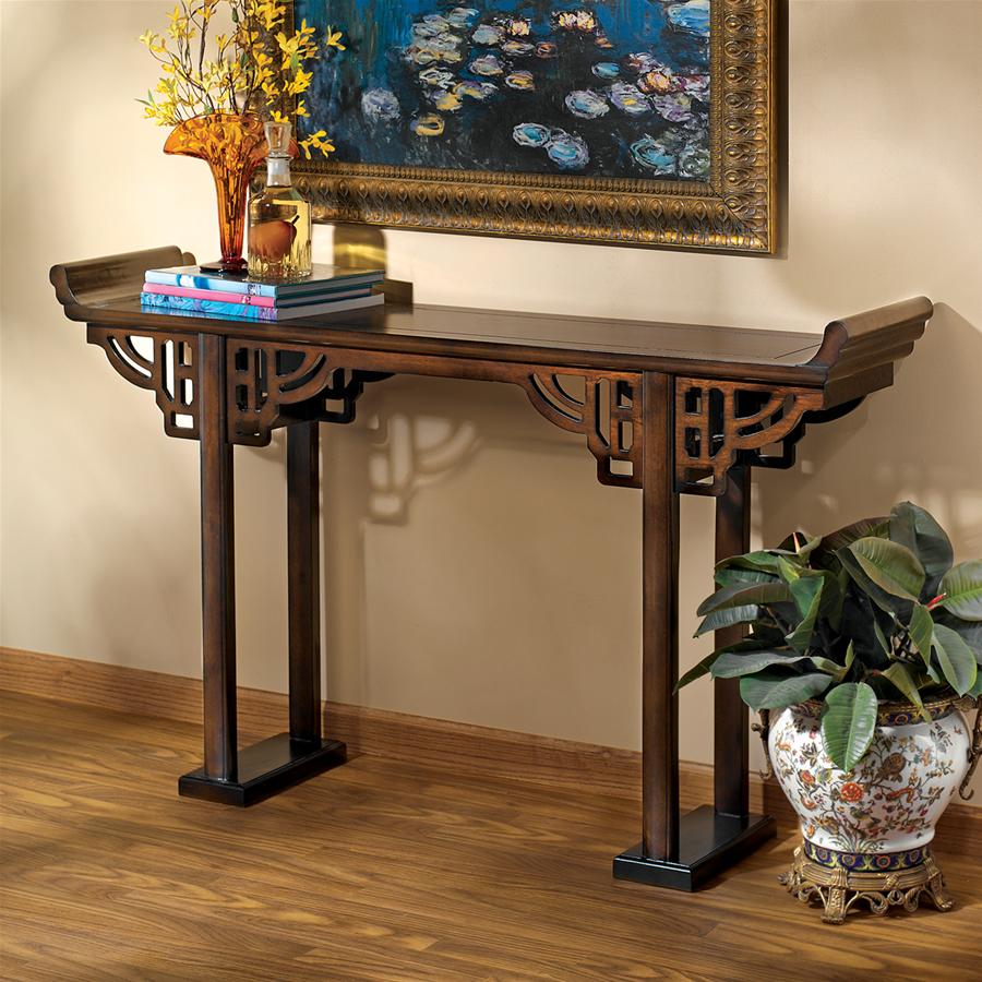 Forbidden City Asian Console Table: Brown