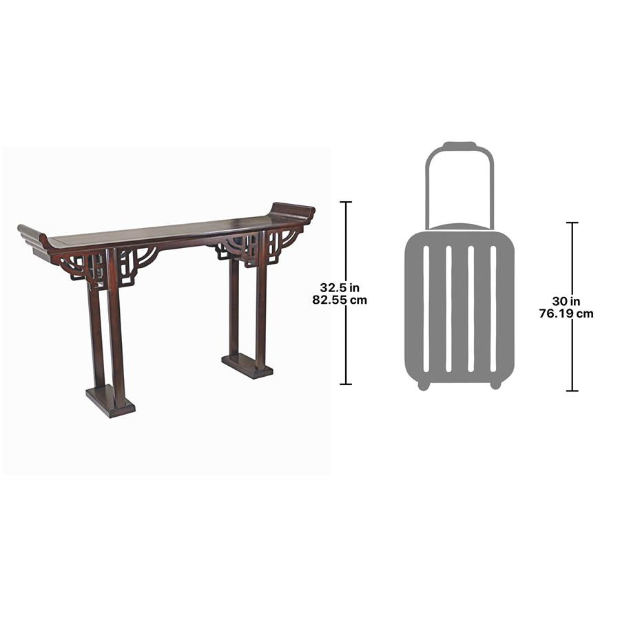 Forbidden City Asian Console Table: Brown