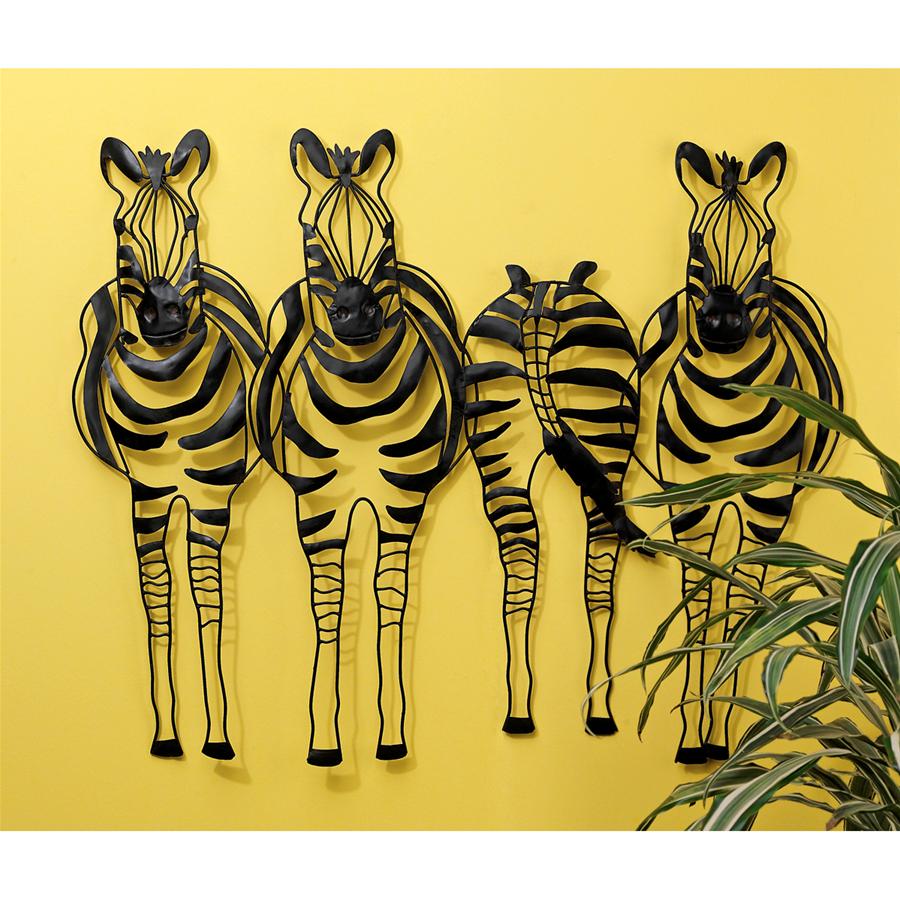 Static Stripes Sculptural Zebra Metal Wall Frieze