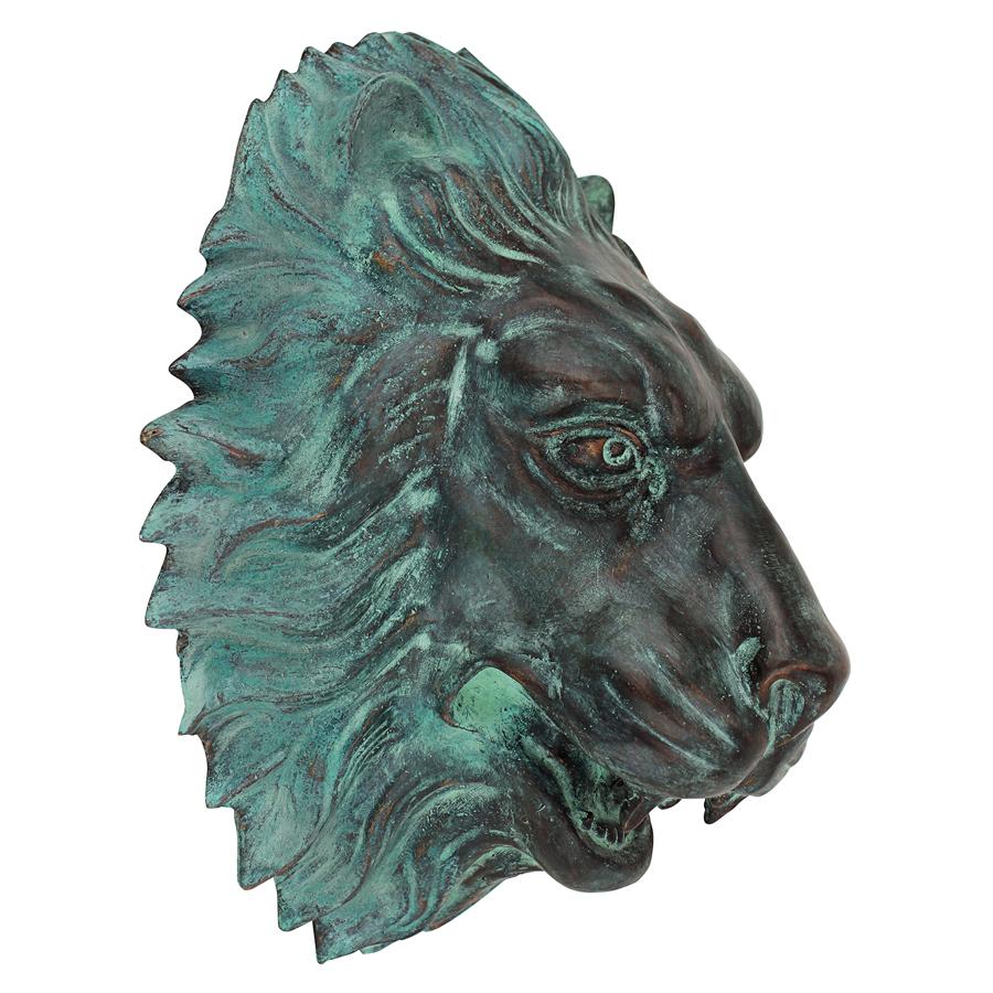 Florentine Lion Head Spouting Bronze Garden Wall Sculpture