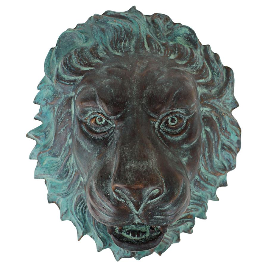 Florentine Lion Head Spouting Bronze Garden Wall Sculpture