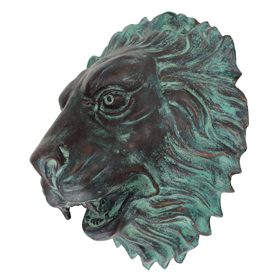 Florentine Lion Head Spouting Bronze Garden Wall Sculpture