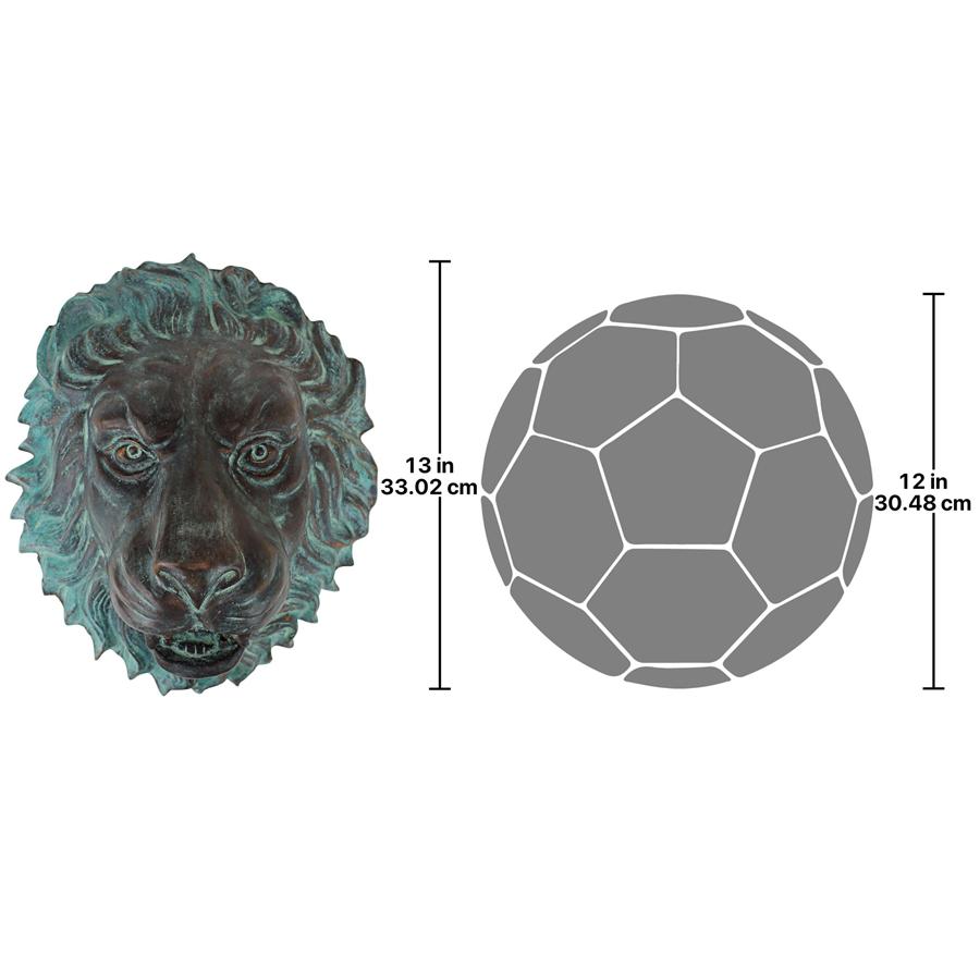 Florentine Lion Head Spouting Bronze Garden Wall Sculpture