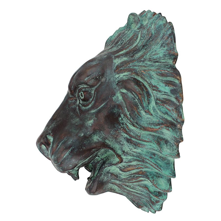 Florentine Lion Head Spouting Bronze Garden Wall Sculpture