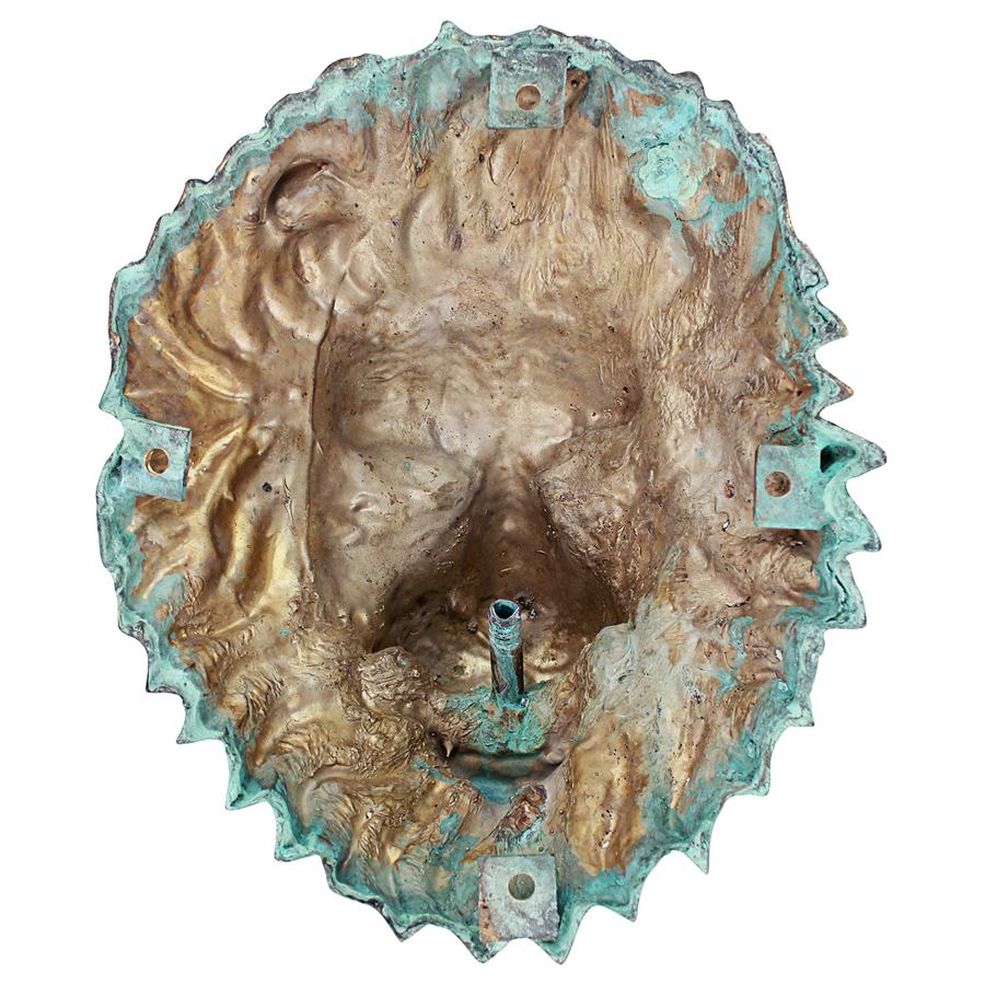 Florentine Lion Head Spouting Bronze Garden Wall Sculpture