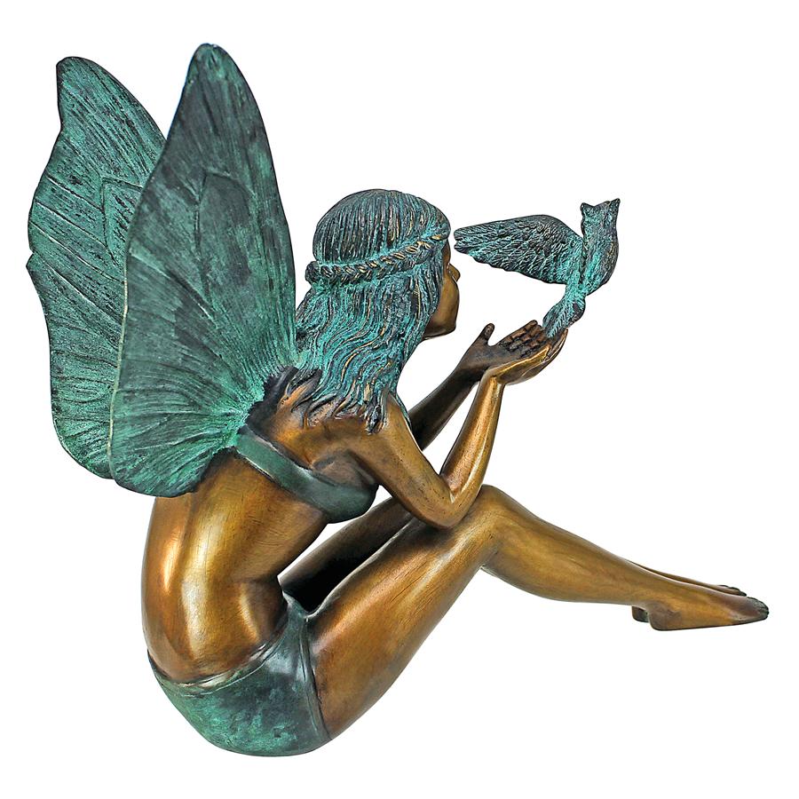 Bird Fairy Cast Bronze Garden Statue: Medium