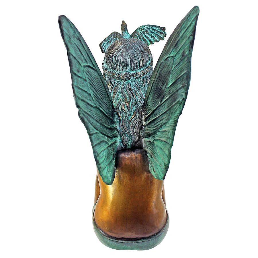 Bird Fairy Cast Bronze Garden Statue: Medium