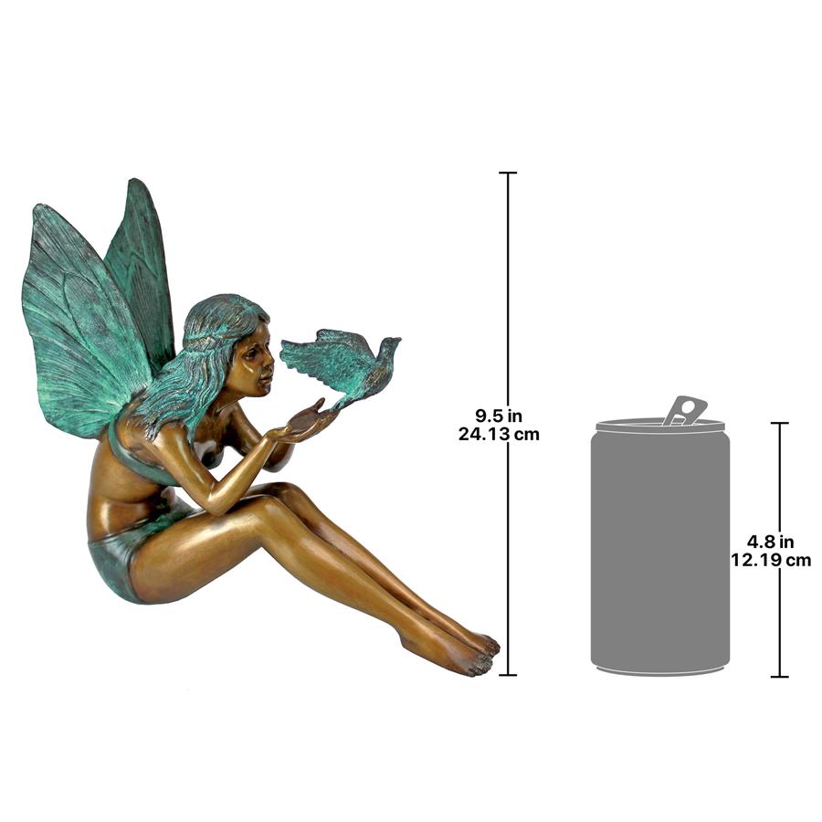 Bird Fairy Cast Bronze Garden Statue: Medium