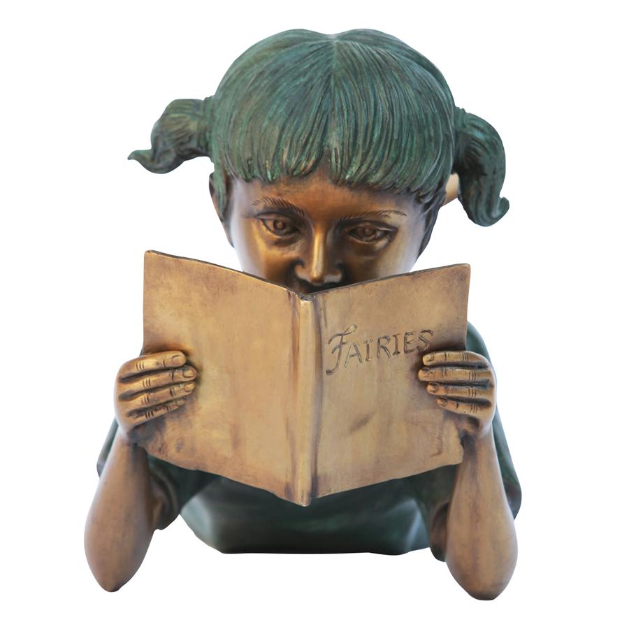 Bookworm Girl, Garden Reader Bronze Statue