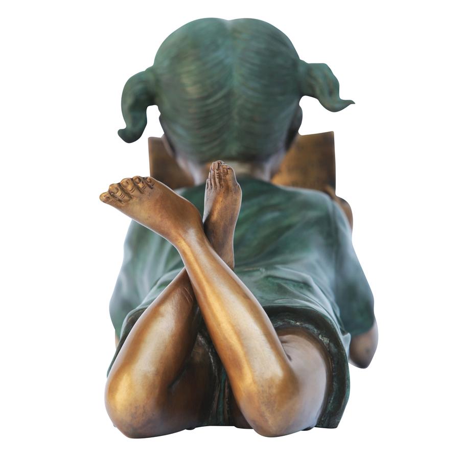 Bookworm Girl, Garden Reader Bronze Statue