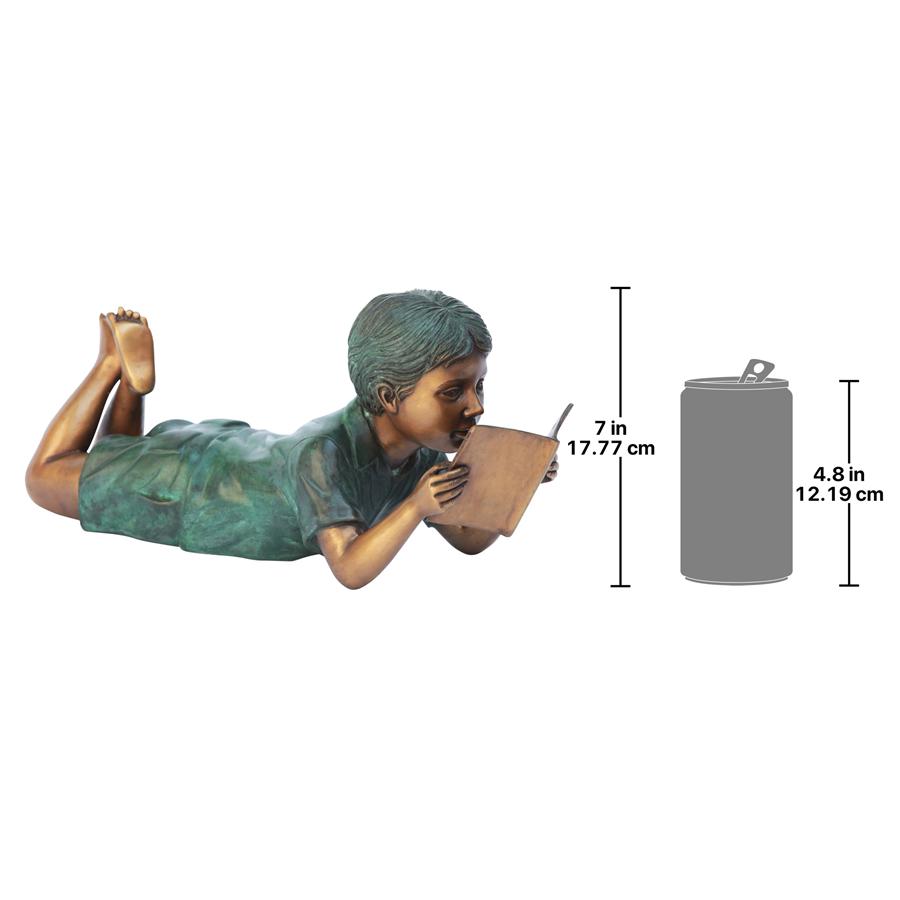 Bookworm Boy, Garden Reader Bronze Statue