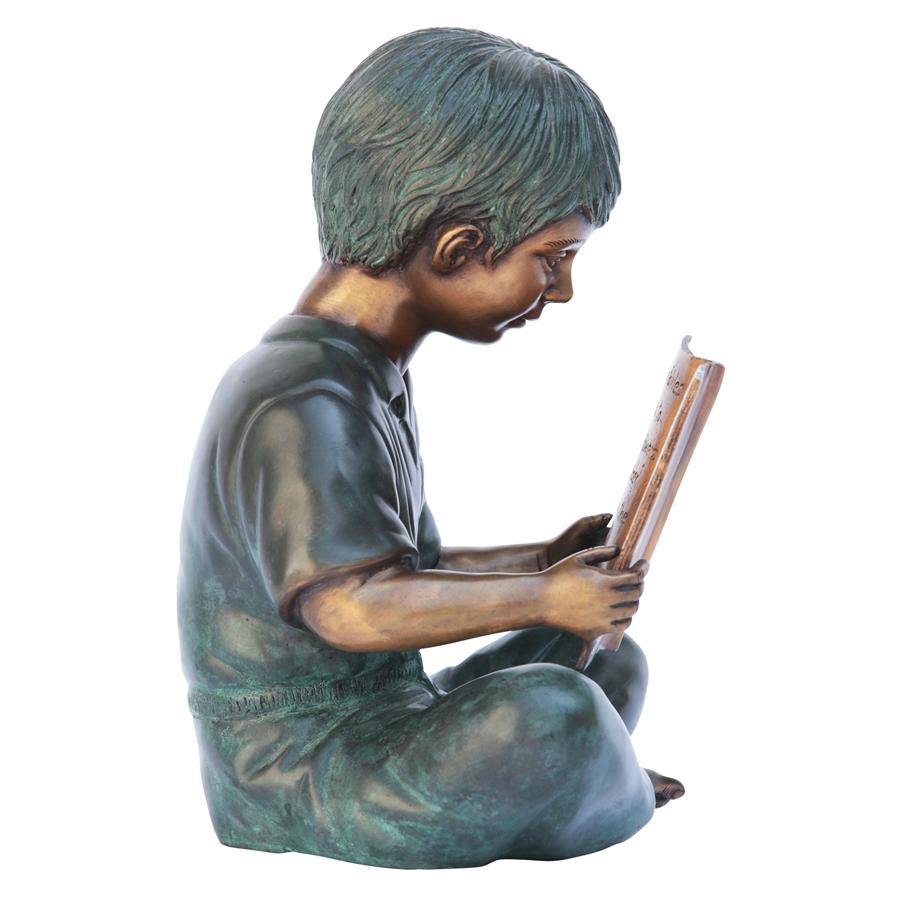 Story Book Boy Bronze Garden Statue