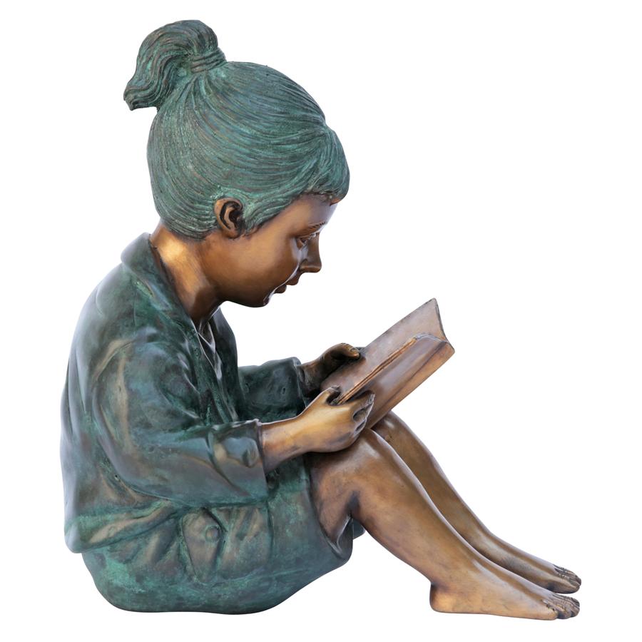 Story Book Girl Bronze Garden Statue