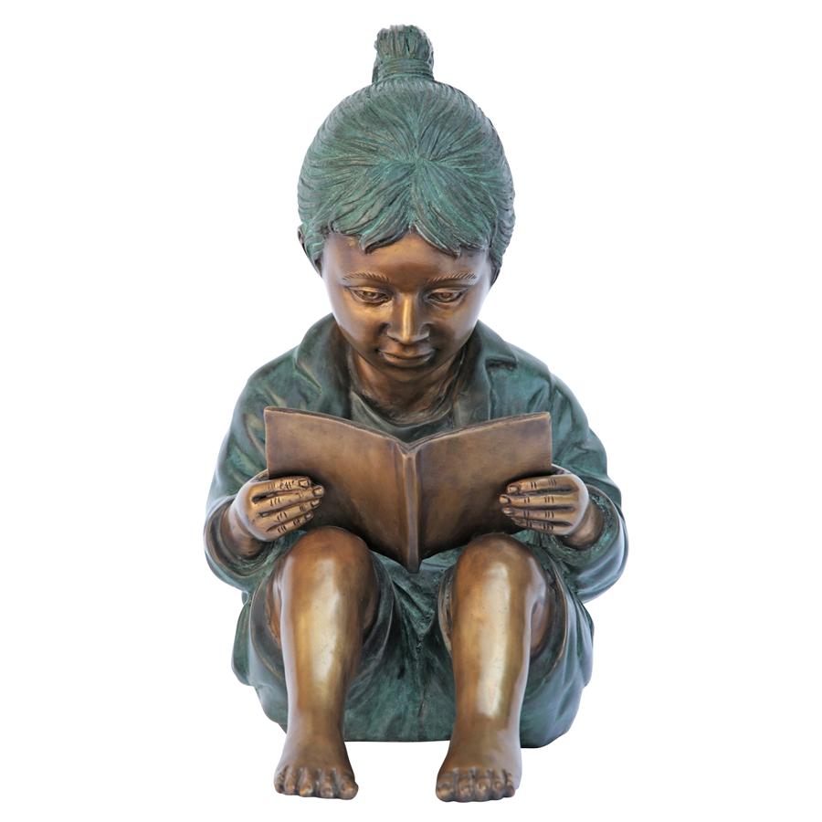 Story Book Girl Bronze Garden Statue