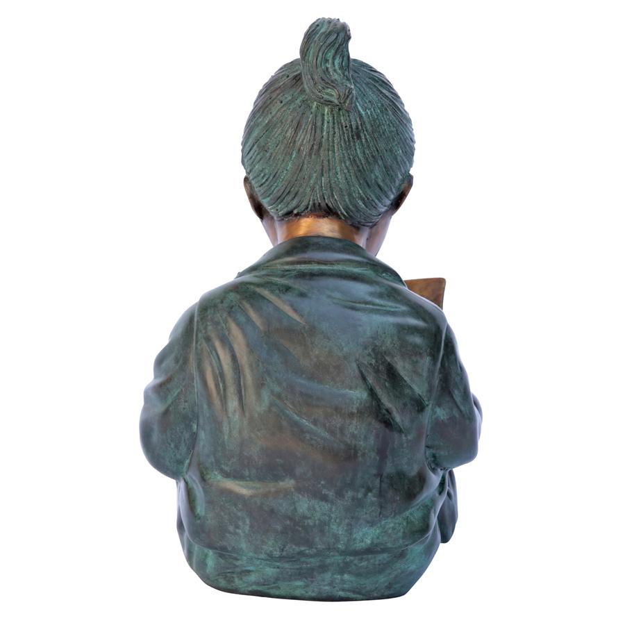 Story Book Girl Bronze Garden Statue