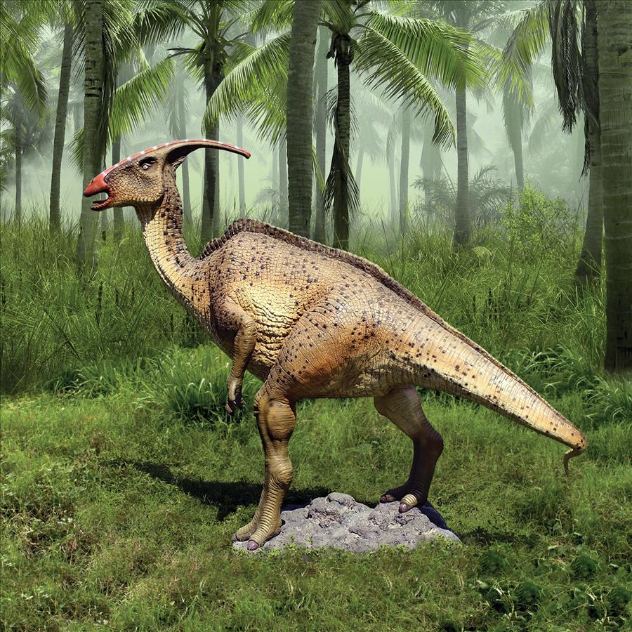 Jurassic-Sized Parasaurolophus Dinosaur Statue