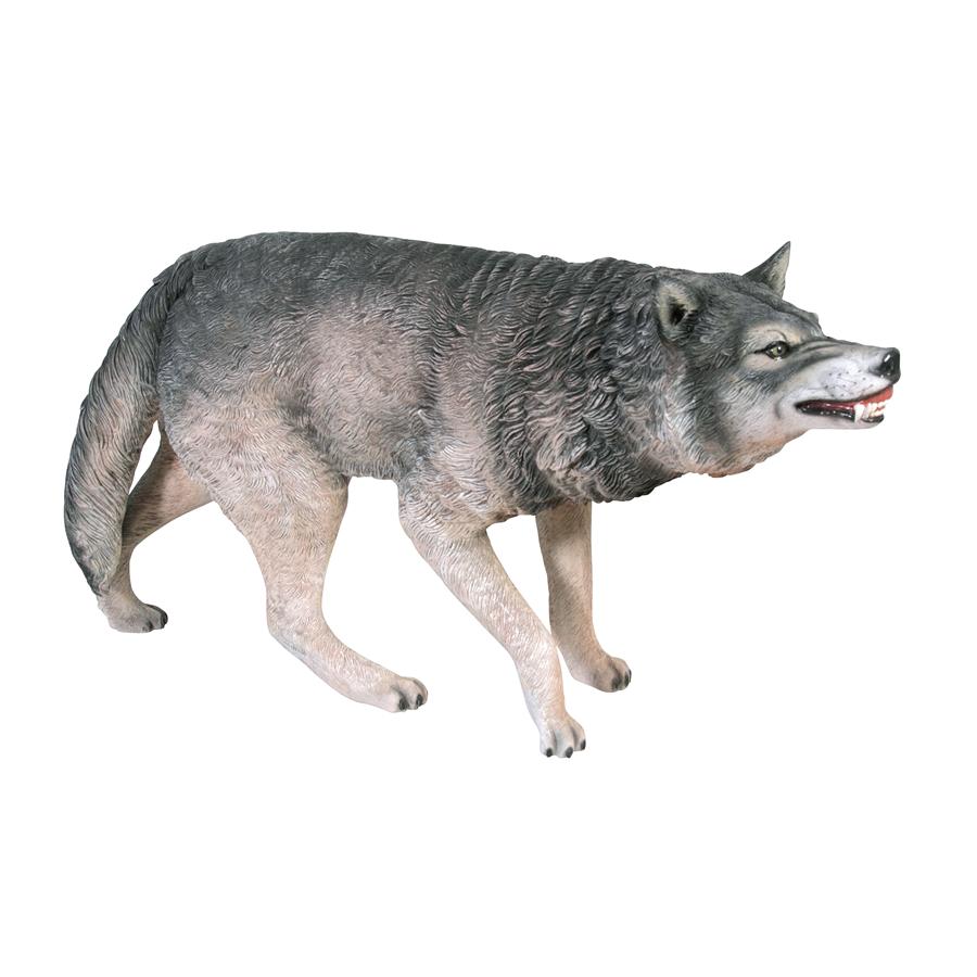 Call of the Wild: Growling Gray Wolf Statue