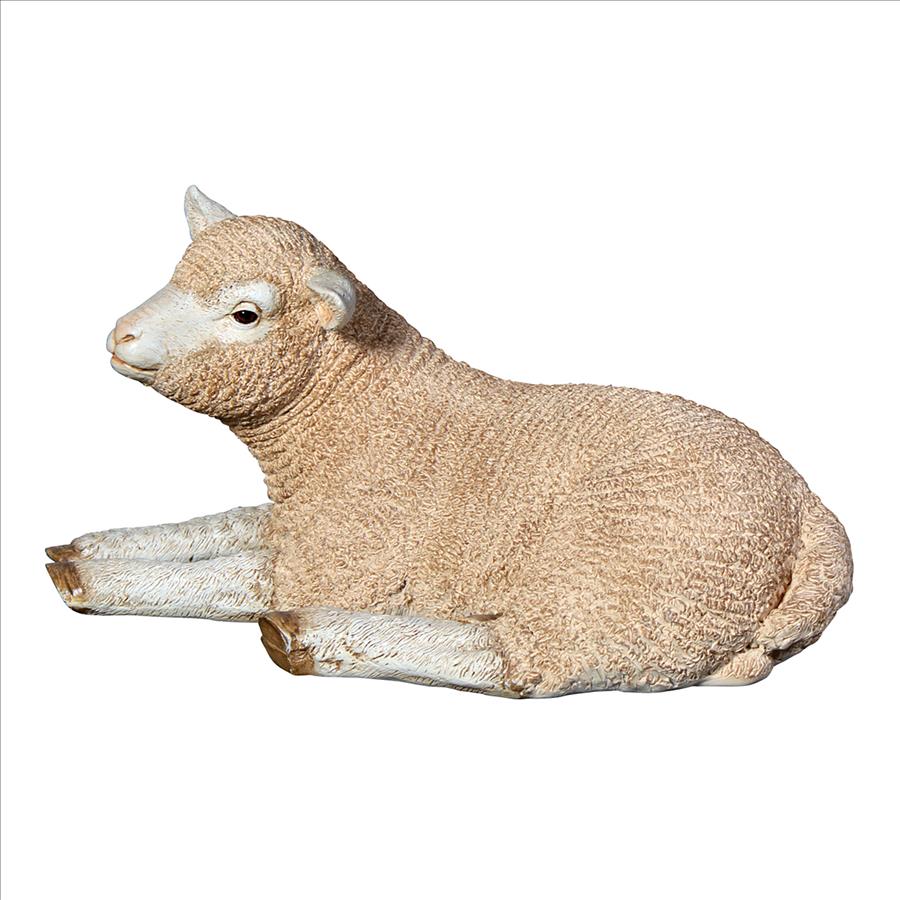 Merino Ewe Life-Size Lamb Statue: Resting