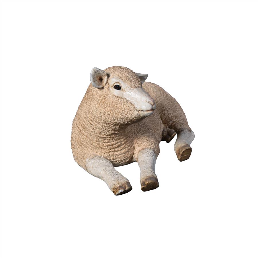 Merino Ewe Life-Size Lamb Statue: Resting