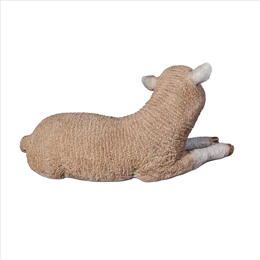 Merino Ewe Life-Size Lamb Statue: Resting