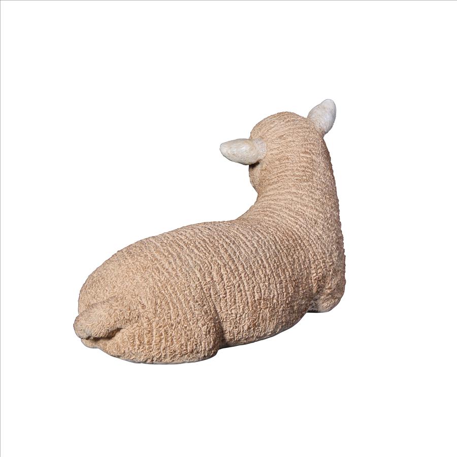 Merino Ewe Life-Size Lamb Statue: Resting