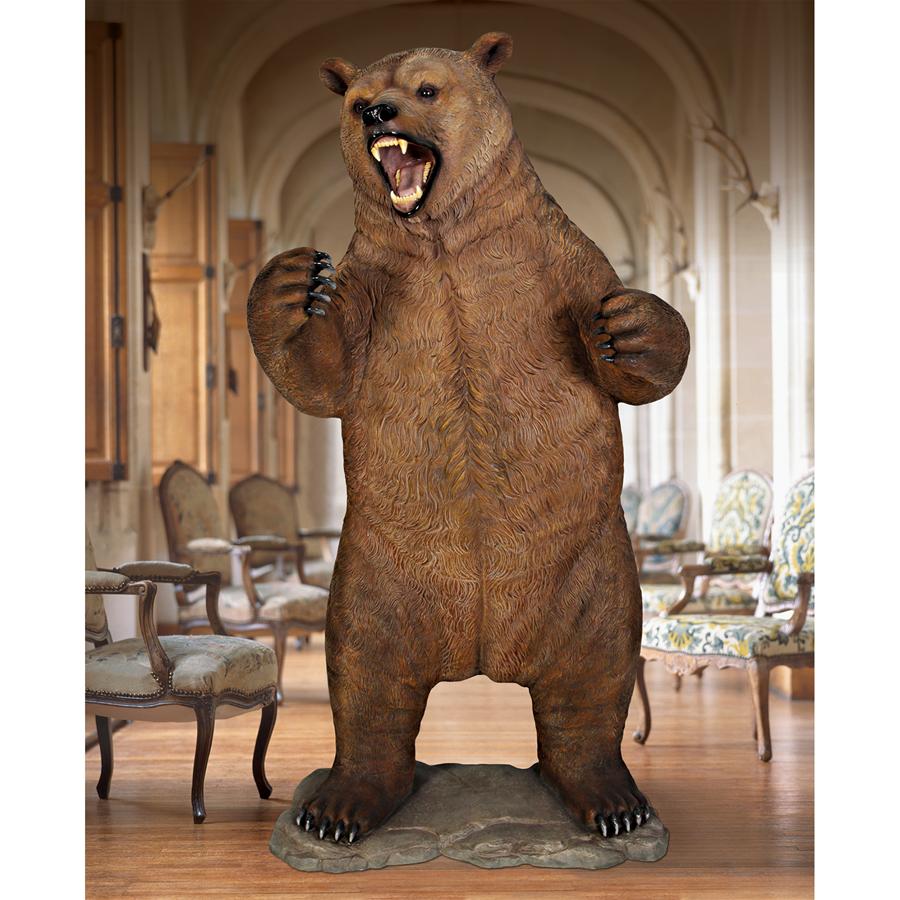 Growling Grizzly Bear Life-Size Statue