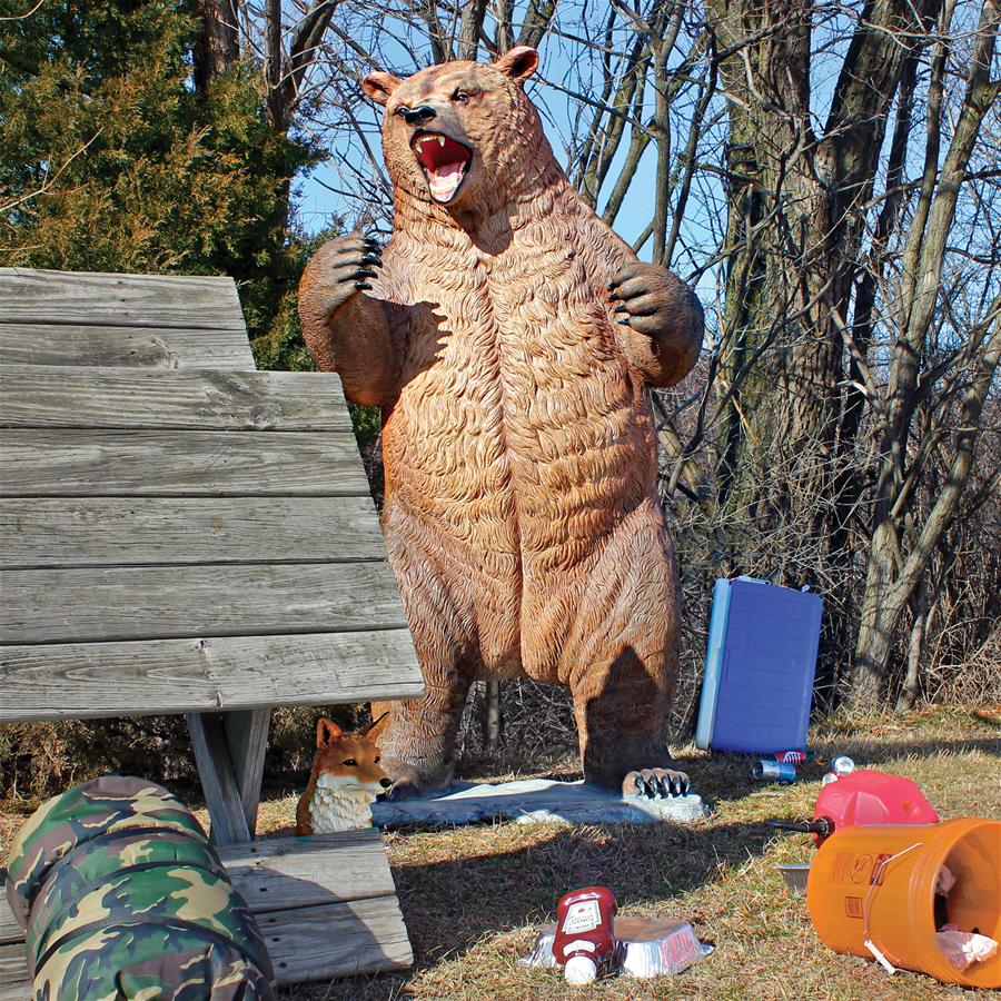 Growling Grizzly Bear Life-Size Statue