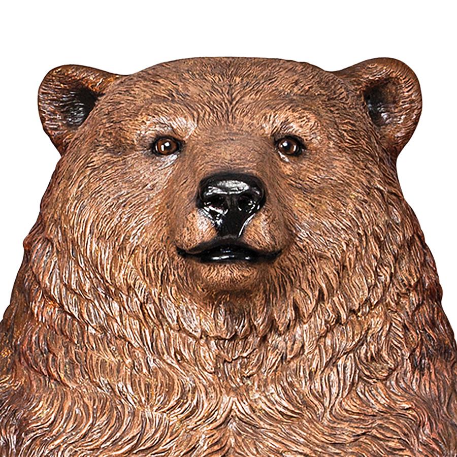 Sitting Pretty Oversized Brown Bear Statue with Paw Seat