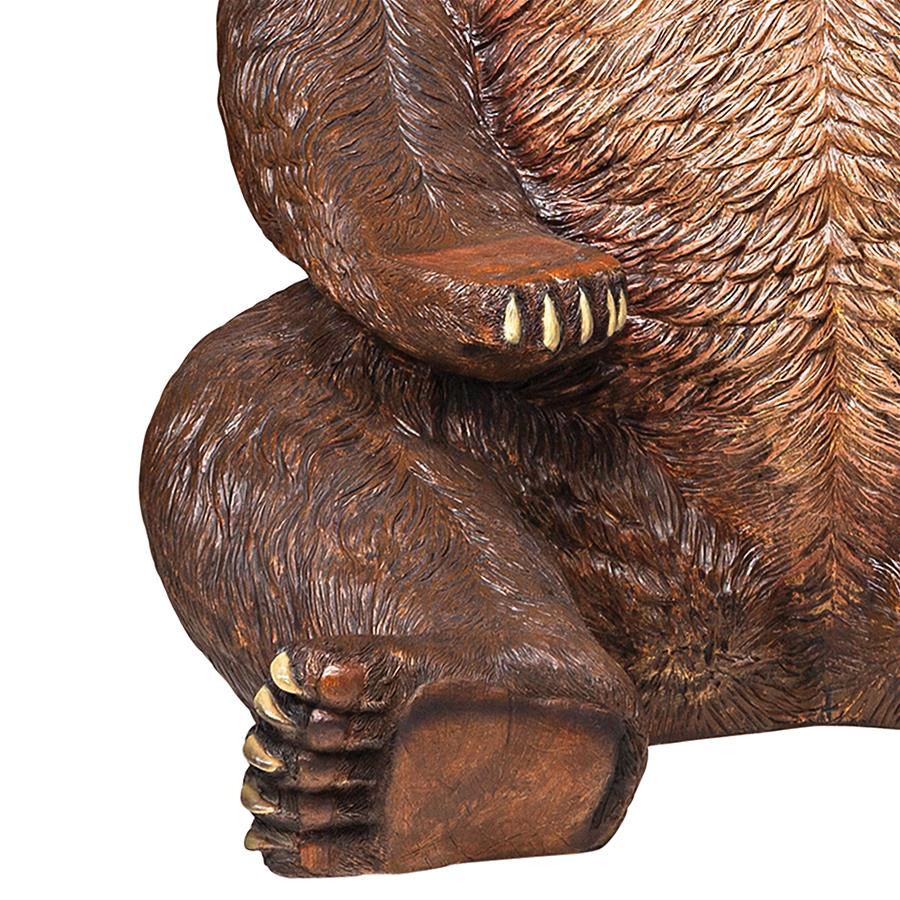 Sitting Pretty Oversized Brown Bear Statue with Paw Seat