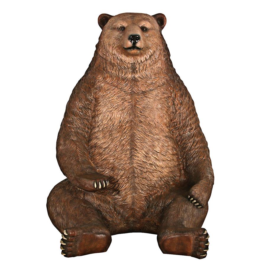 Sitting Pretty Oversized Brown Bear Statue with Paw Seat