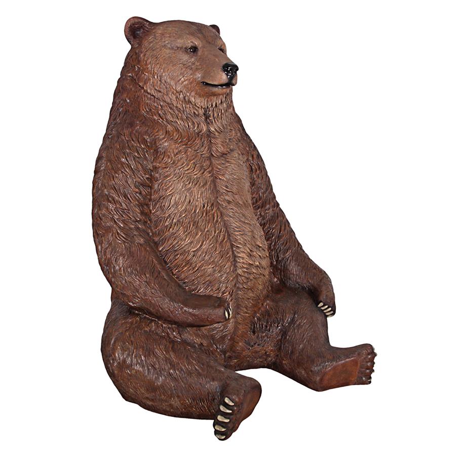 Sitting Pretty Oversized Brown Bear Statue with Paw Seat