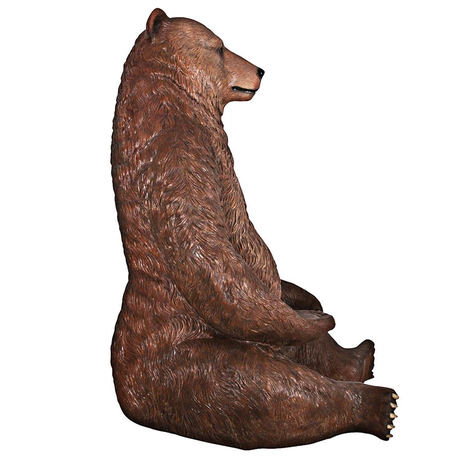 Sitting Pretty Oversized Brown Bear Statue with Paw Seat