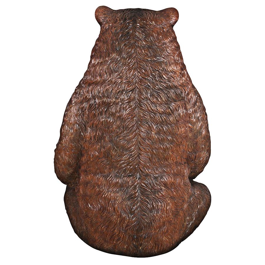 Sitting Pretty Oversized Brown Bear Statue with Paw Seat