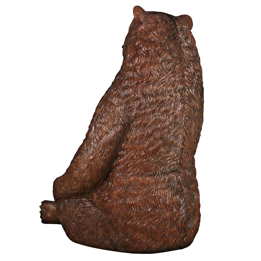 Sitting Pretty Oversized Brown Bear Statue with Paw Seat