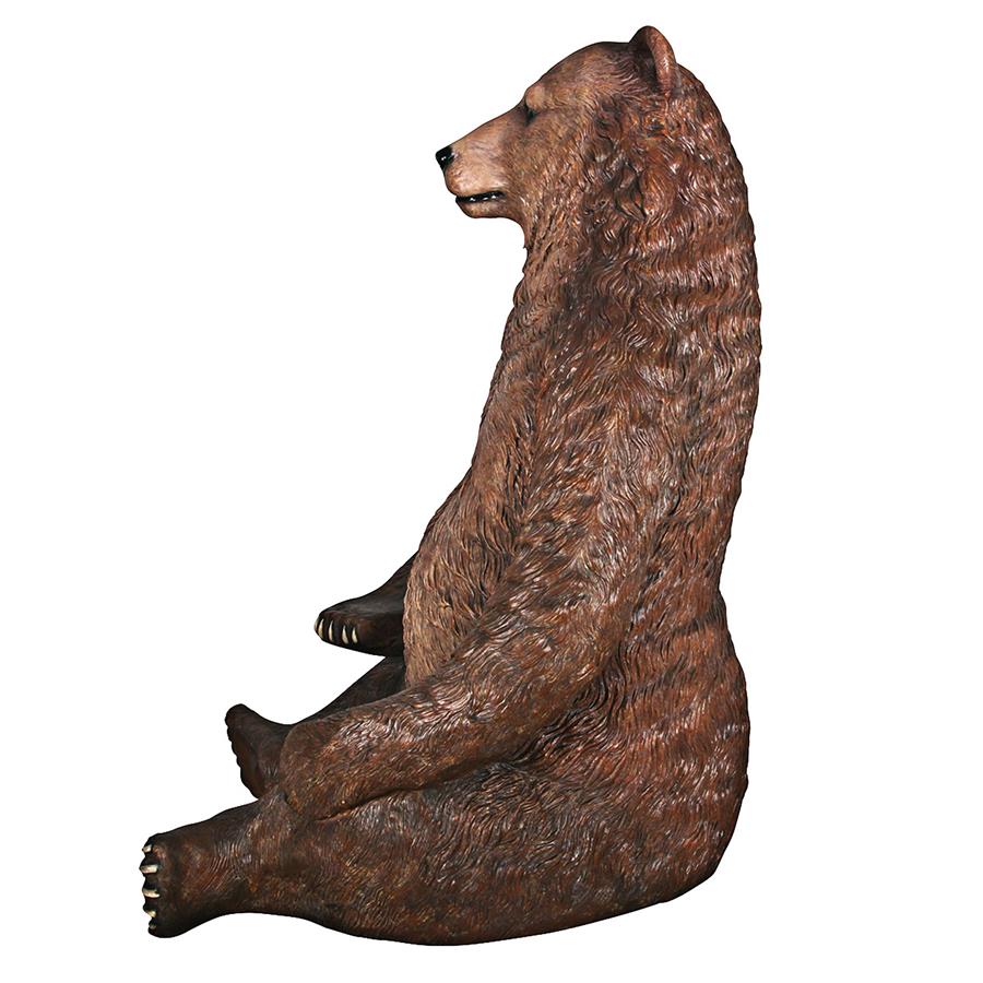 Sitting Pretty Oversized Brown Bear Statue with Paw Seat